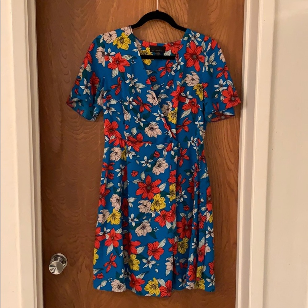 Bright blue floral print dress